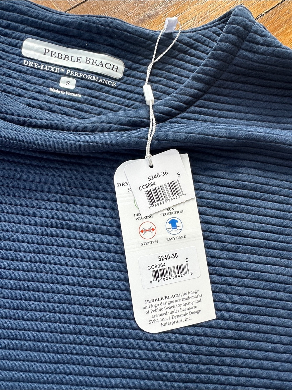 Pebble Beach Navy Ribbed Performance Top - Picture 3 of 6